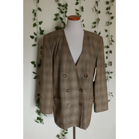 Vintage Deadstock Worthington Blazer Double Breasted Houndstooth Dark Academia - Picture 1 of 13